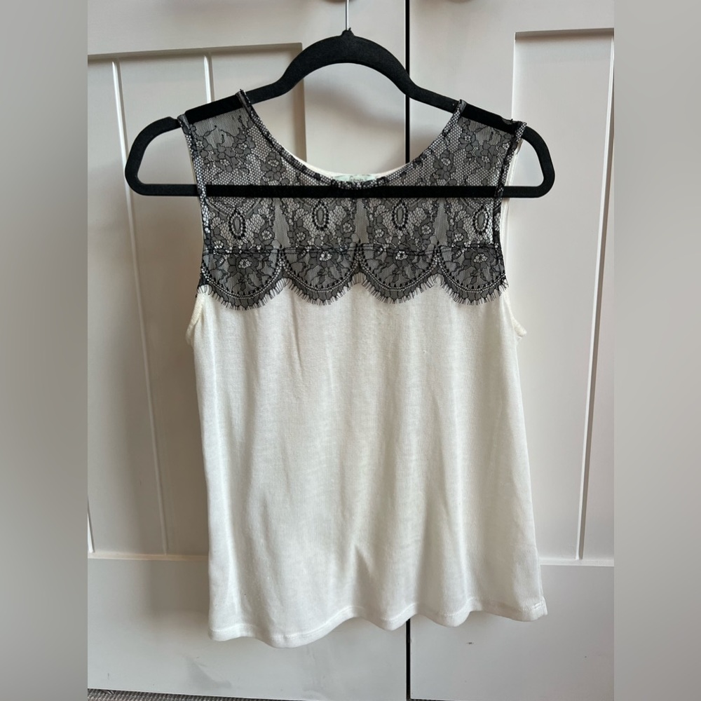 White blouse with black lace!